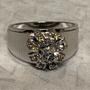Elegant “SARAH” Silver and Gold Floral Ring